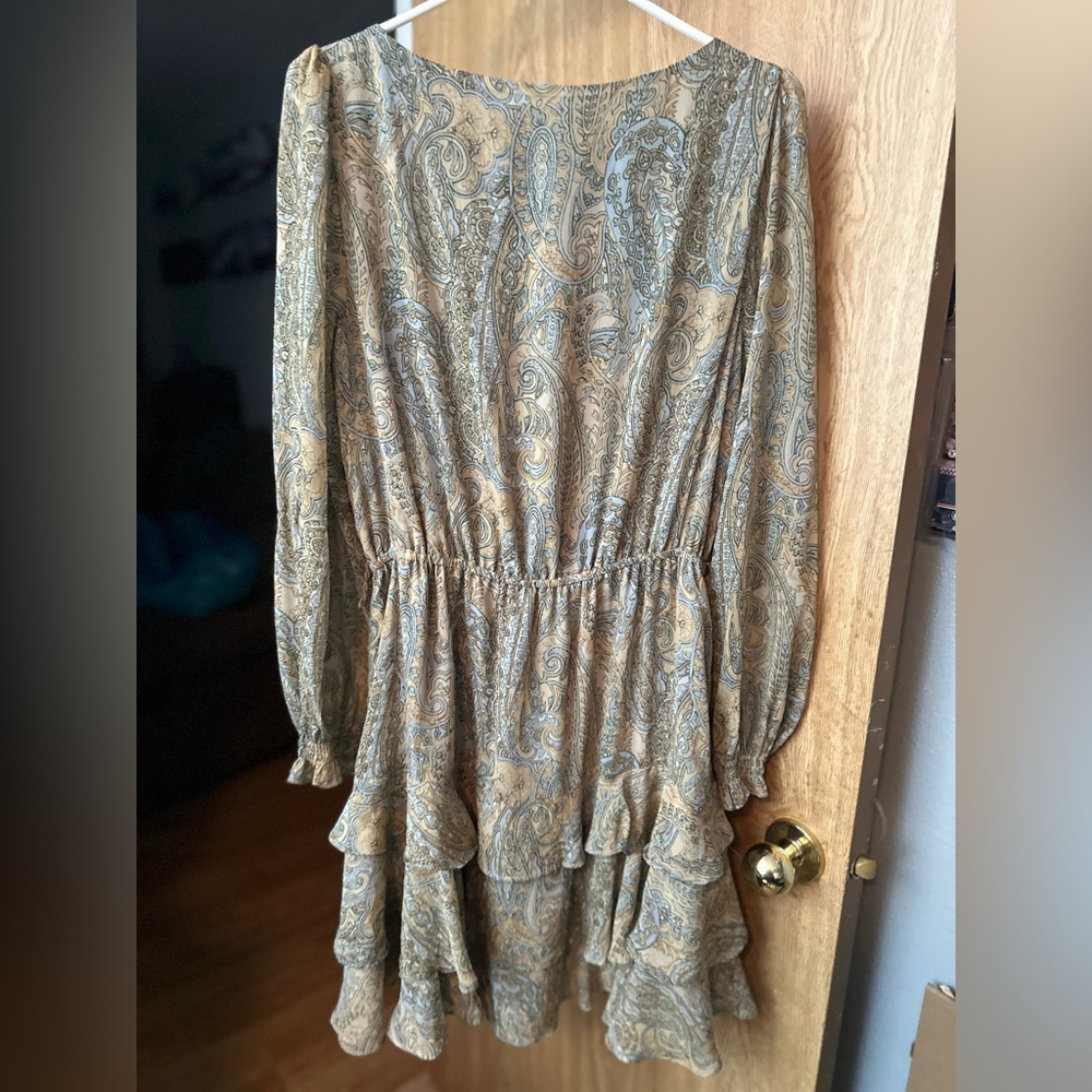 Ralph Lauren paisley puff- sleeve crinkle georgette dress - Picture 3 of 9